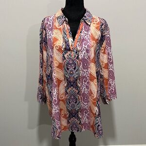 Alfred Dunner Blouse, Multi-color, 3/4 Sleeves, Size XL